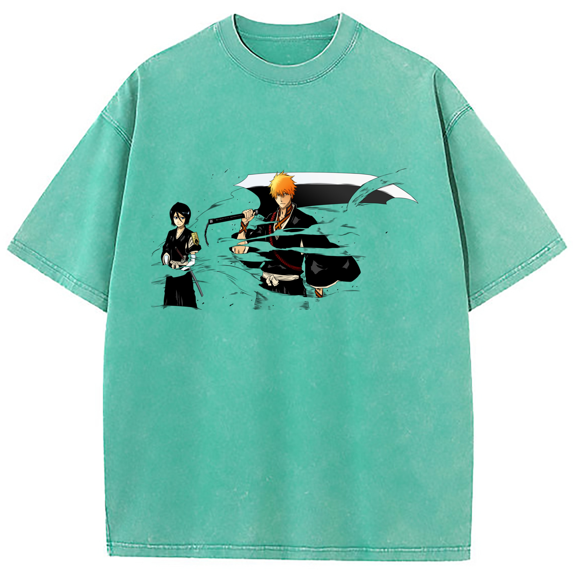 （画像用） ブリーチ 黒崎一護（くろさき いちご）BLEACH Kurosaki Ichigo 綿100% ヴィンテージ風 半袖Tシャツ（フロントプリント）